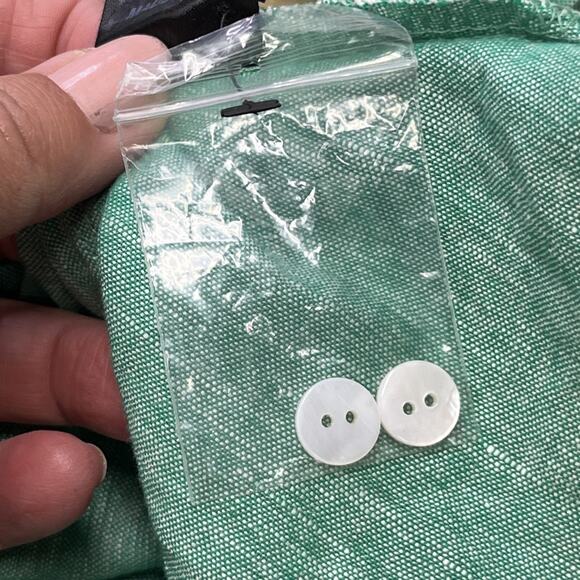 Tuckernuck Sea Green Callahan Mini Shirt Dress Linen Blend Medium Ruffle Preppy - Picture 10 of 13